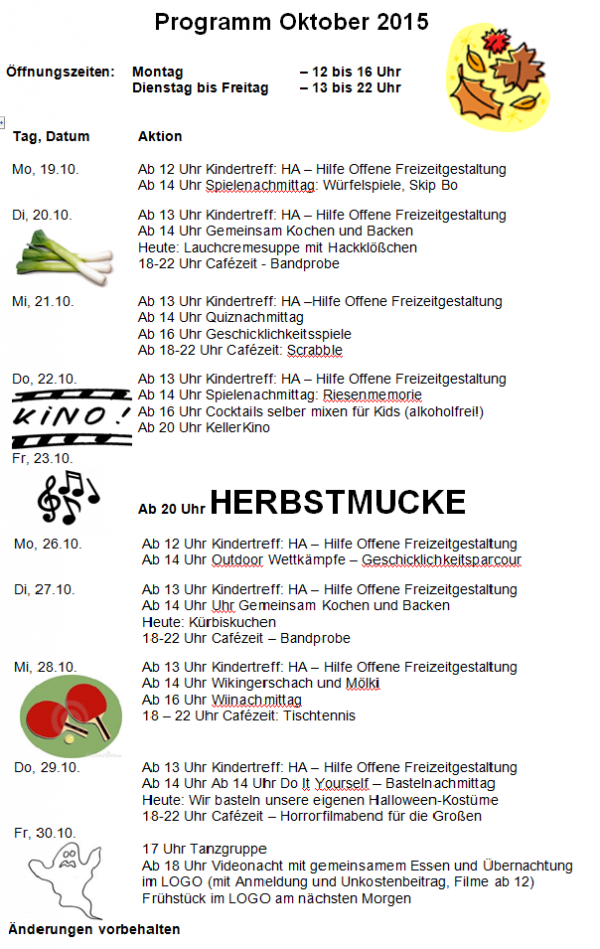 Programm Oktober 2015